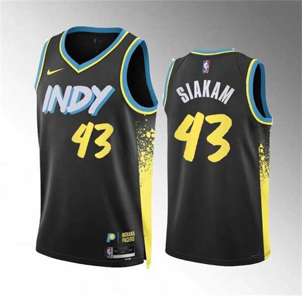 Men%27s Indiana Pacers #43 Pascal Siakam Black 2023-24 City Edition Stitched Basketball Jersey Dzhi